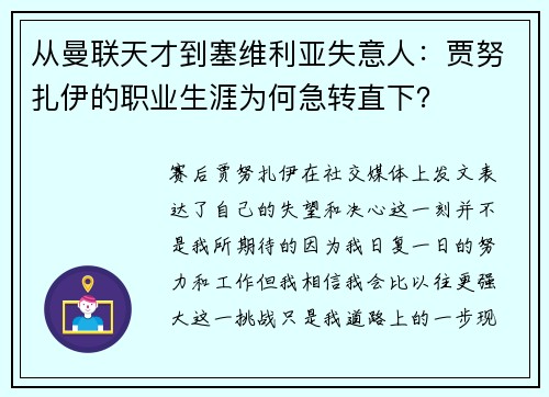 从曼联天才到塞维利亚失意人：贾努扎伊的职业生涯为何急转直下？